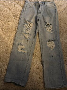 bp Light Blue Distressed Wide-Leg Jeans